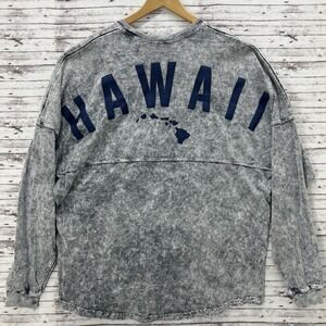 Hawaii Spirit Jersey Shirt Mens 2XL Gray Crewneck Acid Wash Long Sleeve